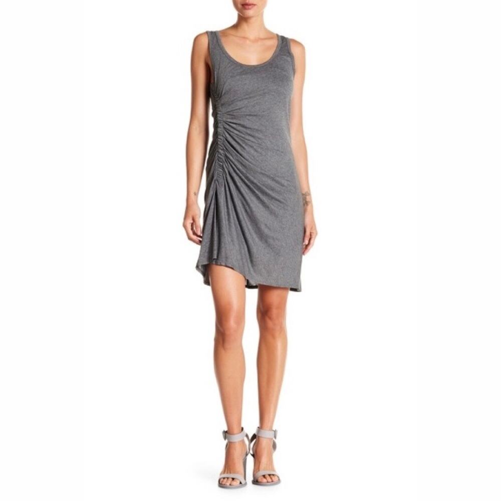 A.L.C. Gray Sleeveless Side Ruched Jersey Knit Mini Dress - size Large